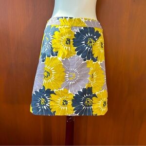 Boden Floral Yellow and Gray Skirt